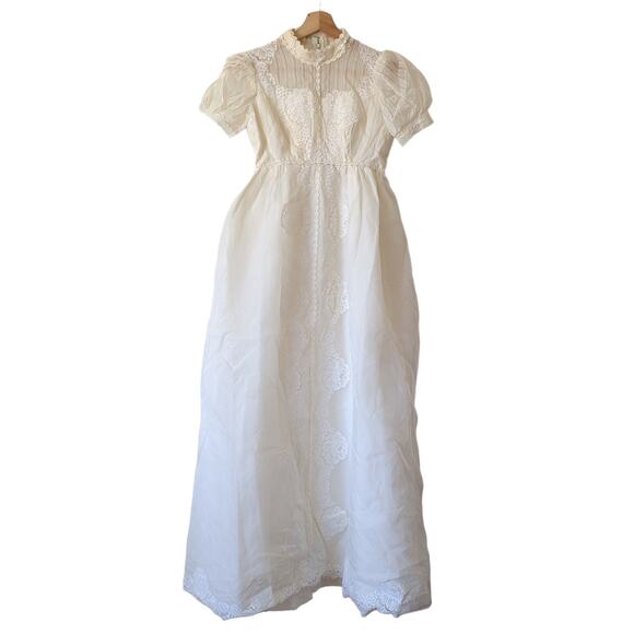 Vintage Alfred Angelo Edythe Vincent 1950s 60s Womens Wedding Dress Gown Lace XS - Picture 5 of 16